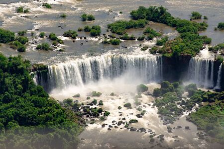 Aerial View of Iguazu Falls, One of the New 7 Wonders of Nature, in Brazil and Argentinaの写真素材