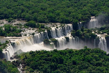 Aerial View of Iguazu Falls, One of the New 7 Wonders of Nature, in Brazil and Argentinaの写真素材