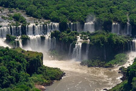 Aerial View of Iguazu Falls, One of the New 7 Wonders of Nature, in Brazil and Argentinaの写真素材