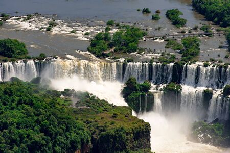 Aerial View of Iguazu Falls, One of the New 7 Wonders of Nature, in Brazil and Argentinaの写真素材