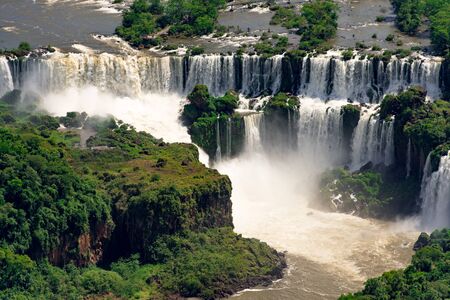 Aerial View of Iguazu Falls, One of the New 7 Wonders of Nature, in Brazil and Argentinaの写真素材