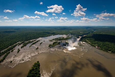 Aerial View of Iguazu Falls, One of the New 7 Wonders of Nature, in Brazil and Argentinaの写真素材