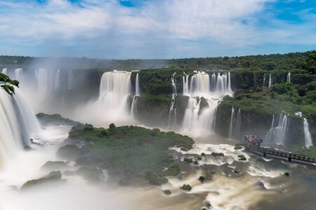Iguazu Falls, One of New Seven Wonders of Nature, in Brazil and Argentina, High Angle Viewの写真素材