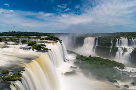 Iguazu Falls, One of New Seven Wonders of Nature, in Brazil and Argentina, High Angle Viewの写真素材