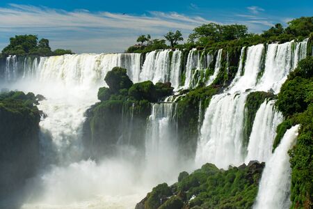 Cascade of Beautiful Iguazu Falls at the Side of Argentinaの写真素材