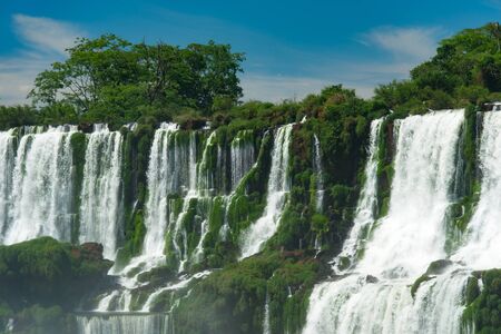 Cascade of Beautiful Iguazu Falls at the Side of Argentinaの写真素材