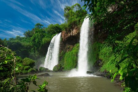 Dos Hermanas (Two Sisters) Site at Iguazu Falls on Border Between Argentina and Brazilの写真素材