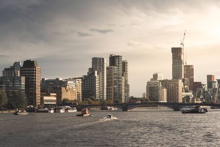 View of West London Buildings With Lambeth Bridge by Sunsetの写真素材