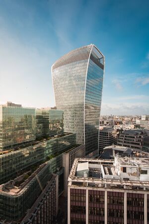 View of the iconic Walkie Talkie building in the City of Londonの写真素材