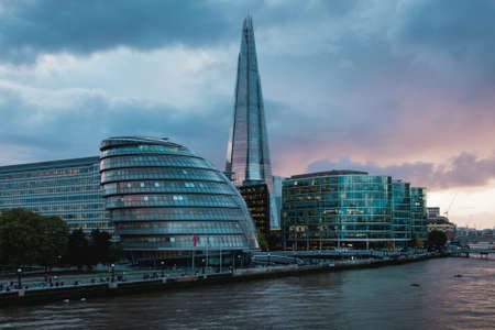 View of the New City Hall and the Shard Skyscraper in London, UKのeditorial素材