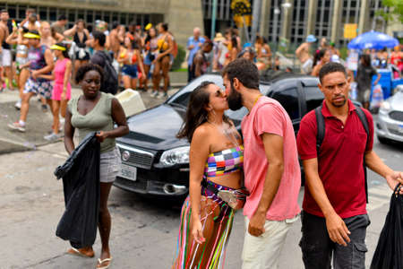 Rio de Janeiro, Brazil - March 3, 2019: Brazilians celebrate street block carnival in various...