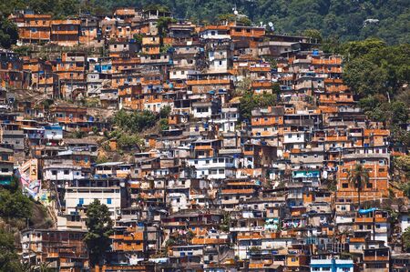 Red Brick Houses of the Poor in Favela in Rio de Janeiro City, Brazilの写真素材