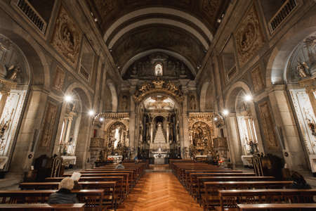 Interior of Congregates Church of Saint Anthony in Porto, Portugalのeditorial素材