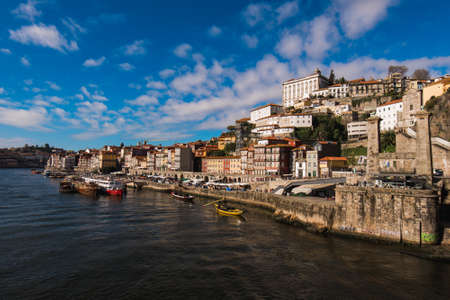 View of Historical Old Town in Porto City at Douro River in Portugalのeditorial素材