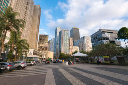 Rio de Janeiro, Brazil - July 2, 2020: Almost empty Carioca square in the city downtown. Before the pandemic, it used to be always full of people.のeditorial素材