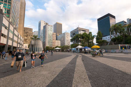 Rio de Janeiro, Brazil - July 2, 2020: Almost empty Carioca square in the city downtown. Before the pandemic, it used to be always full of people.のeditorial素材