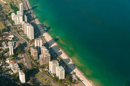 Aerial View of Condo Buildings in Front of the Sao Conrado Beach in Rio de Janeiro, Brazilの写真素材