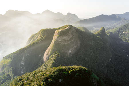 View of the Beautiful Rock (Pedra Bonita) by Sunset in Rio de Janeiro, Brazilの写真素材