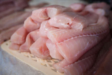 Fresh Fish Fillet Slices at the Market