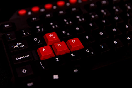 Black Gaming Keyboard With Red WASD Keys