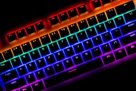 Black Computer Keyboard With Rainbow Led Lights