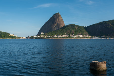Profile View of the Sugarloaf Mountain Above Guanabara Bay in Rio de Janeiro, Brazilの写真素材