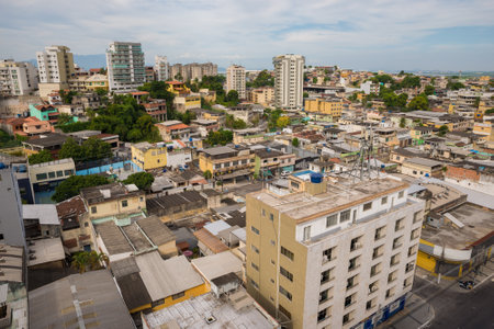 Rio de Janeiro, Brazil - January 31, 2021: Aerial view of Duque de Caxias city, which is a part of Greater Rio de Janeiro or Metropolitan Region.のeditorial素材