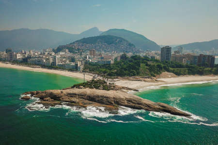 Aerial View of Arpoador Rock on the Coast of Rio de Janeiro, Brazilの写真素材