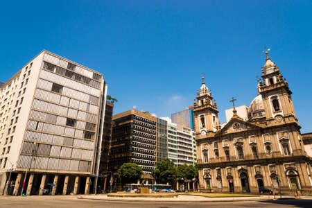 Candelaria Church in downtown in Rio de Janeiro, Brazilの写真素材