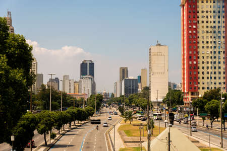 Presidente Vargas Avenue in Rio de Janeiro With City Downtown in the Horizonの写真素材