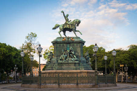 Rio de Janeiro, Brazil - October 26, 2021: Statue of Dom Pedro I, in Tiradentes square in the center of the city of Rio de Janeiro.のeditorial素材