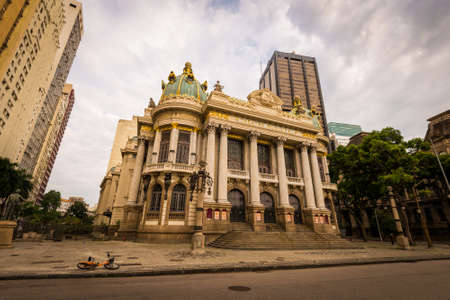 Rio de Janeiro, Brazil - October 26, 2021: Municipal Theater building in city downtown. Built in the beginning of 20th century.のeditorial素材