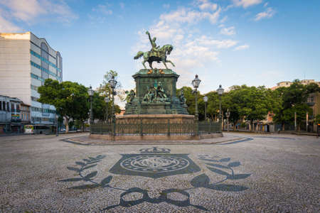 Rio de Janeiro, Brazil - October 26, 2021: Statue of Dom Pedro I, in Tiradentes square in the center of the city of Rio de Janeiro.のeditorial素材