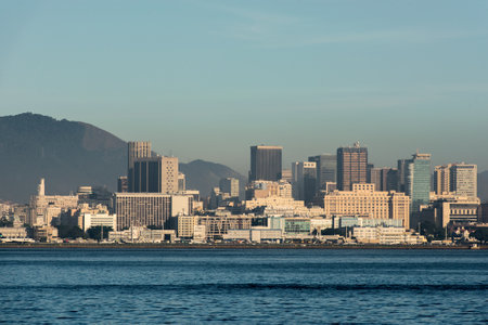 View of Rio de Janeiro City Skyline With Mountainsの写真素材