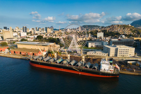 Rio de Janeiro, Brazil - August 3, 2022: Aerial view of Yup Star (Rio Star) ferris wheel and large...