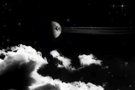 half moon with airplane