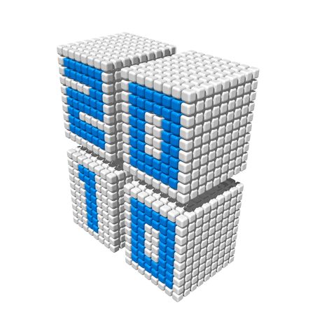 three dimensional 2010 new year number. cubes made of cubes and isolated on whiteの写真素材