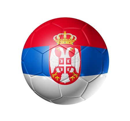 3D soccer ball with Serbia team flag, world football cup 2010.の写真素材