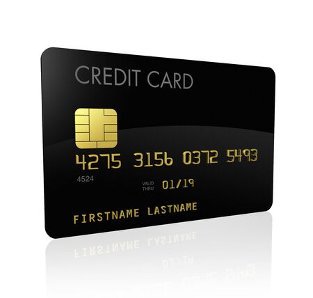 black credit card isolated on whiteの写真素材