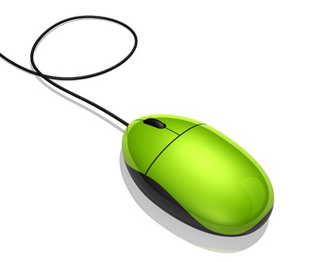 3D green computer mouse isolated on whiteの写真素材