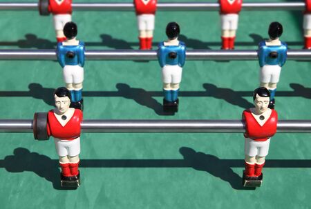 foosball. vintage metal table soccer players