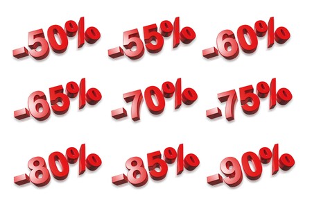 3D percent numbers isolated on whiteの写真素材