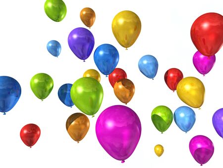 colored balloons isolated on a white backgroundの写真素材