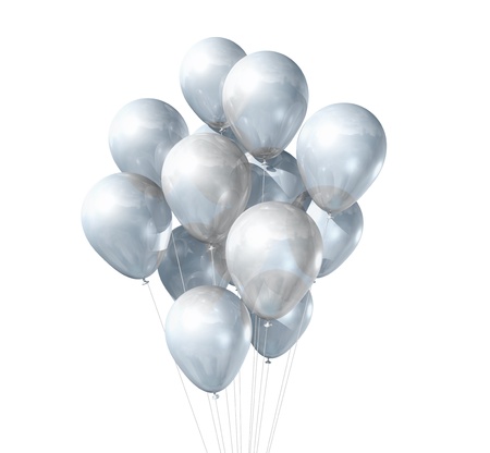 3D white air balloons isolated on white backgroundの写真素材