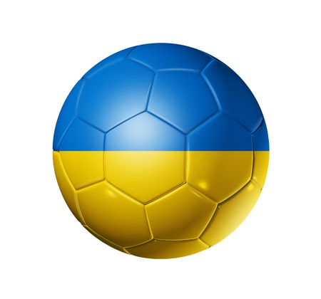 3D soccer ball with Ukraine team flagの写真素材