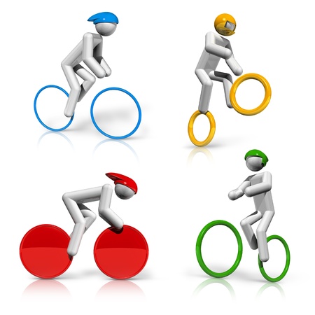 sports symbols icons series 5 on 9, cycling, BMX, mountain bike, road, trackの写真素材