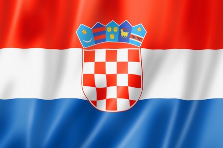 Croatia flag, three dimensional render, satin textureの写真素材