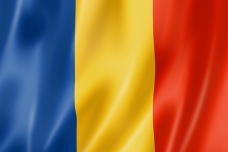 Romania flag, three dimensional render, satin textureの写真素材