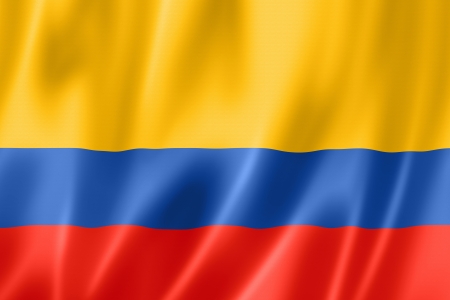 Colombia flag, three dimensional render, satin textureの写真素材