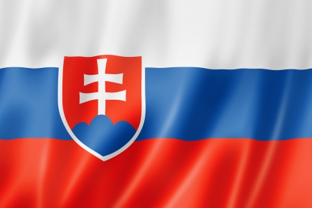 Slovakia flag, three dimensional render, satin textureの写真素材